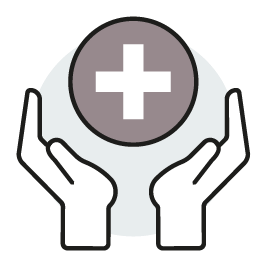 An image showing 2 hands with a circular graphic inbetween them. The graphic contains a + symbol. 